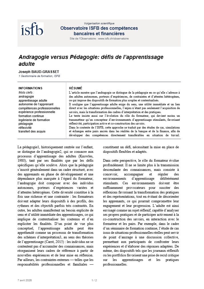 Andragogie versus Pédagogie: défis de l’apprentissage adulte